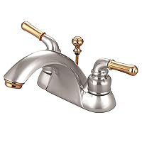 Kingston Brass KB2629 Naples 4-Inch Centerset Lavatory Faucet, Brushed Nickel and Polished Brass