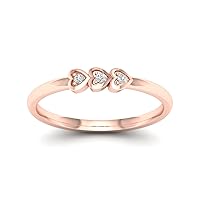 Diamond2Deal Sterling Silver 0.03ct Round Cut Diamond Anniversary Heart Ring Color- H-I Clarity-I2