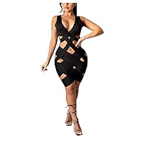 Dress Women's Color Strappy V-Neck Summer Solid Sexy Sleeveless Women's Dress Dress with Shorts and Pockets