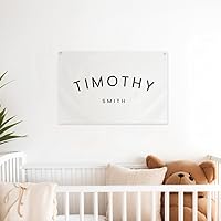 Custom Name Canvas Banner Baby Name Flag Canvas Hanging Flag for Nursery and Playroom Wall Décor for Kids Trendy Room Décor for Boys and Girls (Blank)