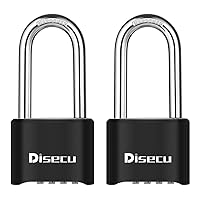 Heavy Duty 4 Digit Combination Lock 2.5 Inch Long Shackle Outdoor Waterproof Padlock for School Gym Locker, Gate, Hasp Storage, Toolbox, Fence, Case, Bike (Black, 2 Pack)
