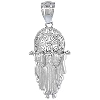 1 3/16 inch Sterling Silver Cubic Zirconia Risen Christ Necklace Outstretched Arms Baguette Halo 16-24 inch