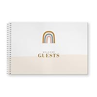 Canopy Street Hardcover Modern Boho Rainbow Guestbook / 120 Lined Guest Signature Pages Inside / 5.5