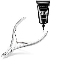 Makartt Nail Rhinestone Glue for Nails, Super Strong Gel Nail Glue Bundle with Cuticle Nipper, Full Jaw Nail Cuticle Trimmer Extremely Sharp Cuticle Cutter