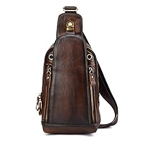 Hebetag Leather Sling Bag Crossbody Backpack for Men Women Travel Outdoor Sports