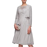 Sheath/Column Elegant Mother of The Bride Dress Boat Neck Long Sleeves Knee Length Wedding Guest Dress 2024