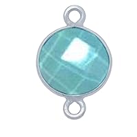 Aquamarine Stone Necklace for Jewelry Making - 11mm 15mm 18mm Coin/Round Bezel Charms Pendants 24K Gold Plated Over 925 Sterling Silver Chakra Anklet DIY for Necklace Bracelet Crafting