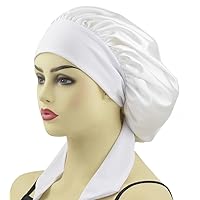 Silk Bonnet Satin Bonnet for Sleeping Curly Hair Cover Sleep Cap Silk Night Caps for Women Large Silk Sleep Bonnet with Tie