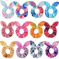 12 Pcs Cute Rabbit Fashion Colorful Tie Dye Bow Scrunchies for Hair and 80 Pcs Cute Mini Snap Hair Clips for Baby Girls Kids