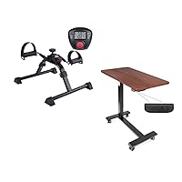 Vaunn Medical Under Desk Bike Pedal Exerciser and Electric-Powered Overbed Bedside Table with Wheels Bundle