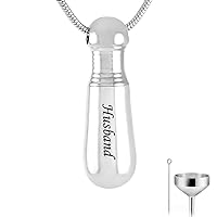 HQ Stainless Steel Cremation Jewelry Baseball Bat Ash Pendant Urn Necklace Memorial Keepsake Jewelry for Engraved Mom&Dad