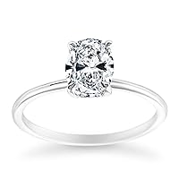 Bright Diamond 1.00 Carats Oval Cut Cubic Zirconia CZ Engagement Rings White Gold Plated Sterling Silver