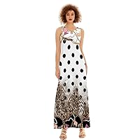 SpringSummer Casual Sleeveless Long Dress Women' -Neck Printed Dresses Swing Bohemian Retro -LINE