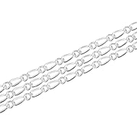 Adabele 10 Feet (120 Inch) Authentic 925 Sterling Silver Unfinished 3.6mm (0.14 Inch) Twisted Long Short Oval Link Chain Bulk for Jewelry Making Nickel Free Hypoallergenic SSK-P2