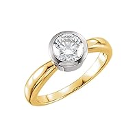 Solid 14k Yellow Gold 1/2 Cttw Diamond Solitaire Engagement Ring Band (.50 Cttw)