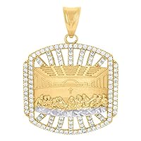 14k Two tone Gold Mens CZ Cubic Zirconia Simulated Diamond Last Supper Religious Charm Pendant Necklace Measures 32.8x24.2mm Wid Jewelry for Men