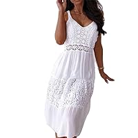 Women' AutumnWinter Dresses Beach Style Sleeveless Cotton -Neck Straight Summer Solid Ankle-Length