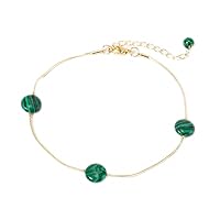 Green Round Beads Anklets for Women Girls Natural Stone Pendant Foot Chain Bohemia Jewelry Female Gifts