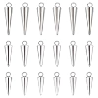 UNICRAFTALE 30pcs Stainless Steel Cone Charm 3 Sizes Hypoallergenic Punk Style Charm Spike Pendants Dangle Charm for DIY Necklace Earring Bracelet Jewelry Making