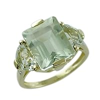 Carillon Green Amethyst Octagon Shape 11X9MM Natural Earth Mined Gemstone 10K Yellow Gold Ring Unique Jewelry for Women & Men