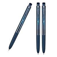 Signo RT1 Retractable Gel Ink Pen, Ultra Micro Point 0.28mm, Renewal 2021 Rubber Grip, Blue Black 3 Pens With Kanji LOVE Sticker