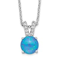 Cheryl M Sterling Silver Rhodium Plated CZ & Created Opal 18.5in Necklace
