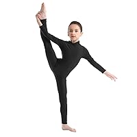 TiaoBug Girls Spandex Turtleneck Unitard Long Sleeve Full Body Catsuit Leotard Gymnastic Performances Costumes