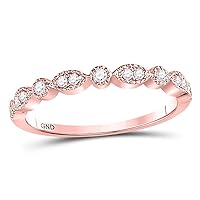 The Diamond Deal 10kt Rose Gold Womens Round Diamond Milgrain Stackable Band Ring 1/6 Cttw
