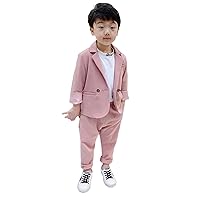Boys' 2Pcs Suit Double Breasted Buttons Notch Lapel Jacket and Pants for Prom Party Dinner