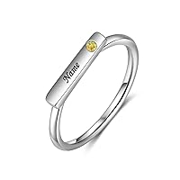 MRENITE 10K/14K/18K Gold Personalized Name Stackable Ring for Women Custom Engraved Any Name Initial Date Ring Jewelry Gift for Her Mom