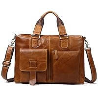 Men Handbags Vintage Laptop Briefcases Office Shoulder Bags Tote Male Crossbody Messenger Bags (Color : Oil Wax Brown)