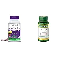Vitamin B-12 5000mcg, Dietary Supplement & Nature's Bounty Zinc, Supports Immune System Function, Dietary Supplement, 50 mg, Caplets, 100 Ct