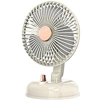 Desk Fan with Type-C Charging Port, Infinite Variable 6.7 Inch Small Desktop Table Fan,With 2000 milliampere battery, Strong Wind, Quiet Operation - Personal Fan for Home, Dorm Room (yellowish-white)