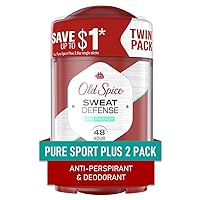 Sweat Defense Anti-Perspirant Deodorant for Men, Pure Sport Plus, 2.6 oz Twin