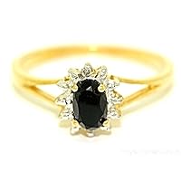Rylos Rings For Women 14K Yellow Gold - October Birthstone Ring - Onyx 6X4MM Color Stone Gemstone Jewelry For Women Gold Ring