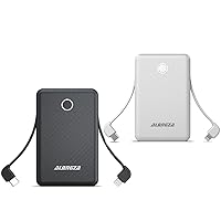 Alongza 2 Pack 6000mAh Built-in Cable Power Banks Small Lightweight Portable Charger Slim Battery Pack for iPhones and Android