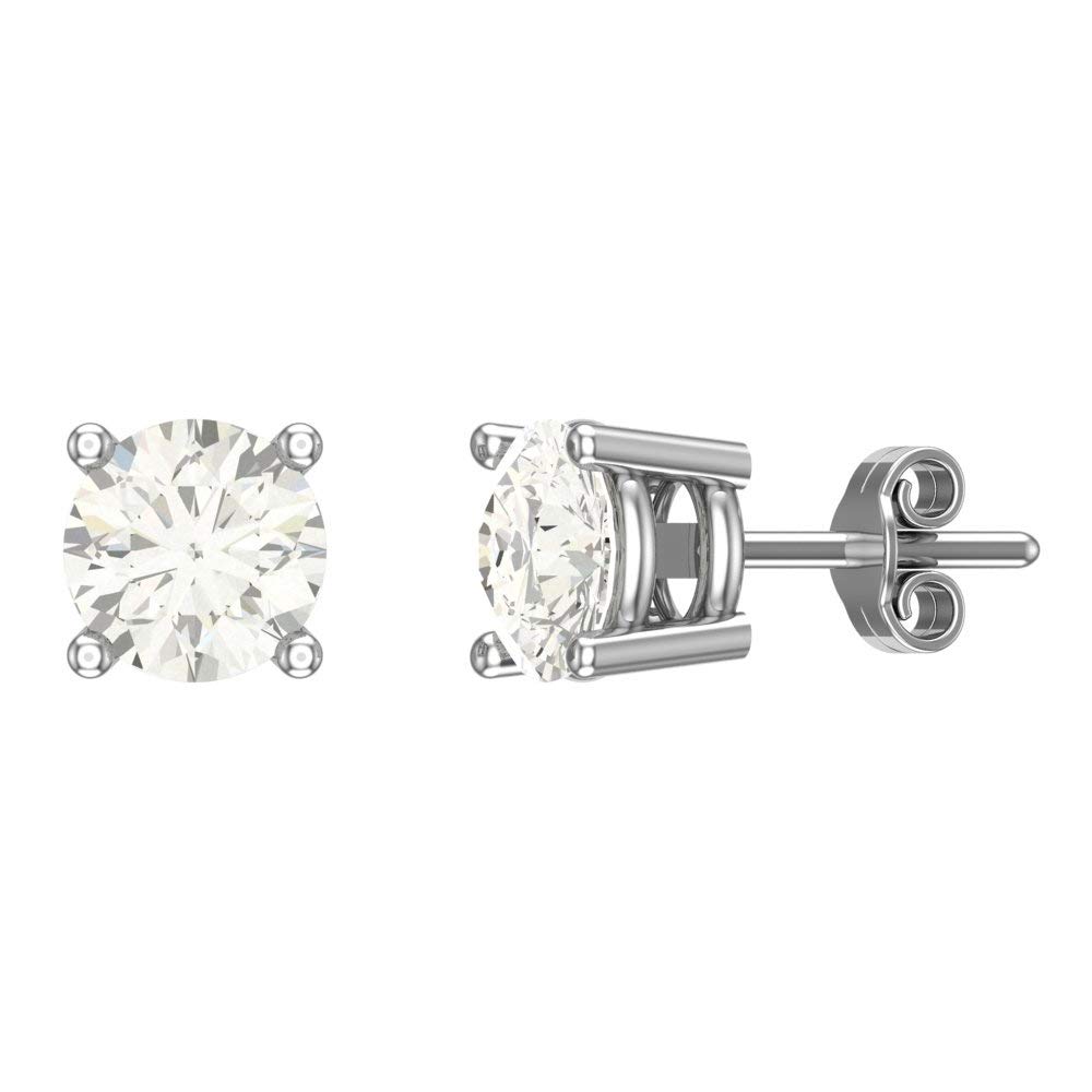 1.00 ct tw Natural Diamond Stud Earrings 14K White Gold Push Back