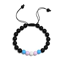 Bisexual LGBT Bracelet Pride Pink Lavender Blue and Black Acrylic Beads Awareness - Gay & Lesbian Pride Bracelet Bisexual Jewelry Adjustable Bracelet