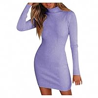 Turtleneck Collar Long Sleeve Solid Color Sexy Slim Dress Foundation Dress