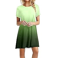 Womens Casual Summer Dress Dress for Women Comfortable O Neck Short Sleeve Swing Loose T Shirt Fit Comfy Fashion