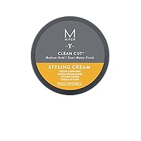 by Paul Mitchell Clean Cut Styling Cream for Men, Medium Hold, Semi-Matte Finish, For All Hair Types + Short to Medium Hair, 3 oz.