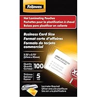 Fellowes 52031 Business Card Laminating Pouches, 100 Pk