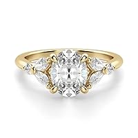 18K Solid Yellow Gold Handmade Engagement Ring 1.00 CT Oval Cut Moissanite Diamond Solitaire Wedding/Bridal Ring for Woman/Her Perfect Ring