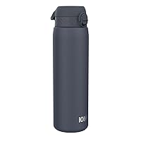 ION8 1 Litre Stainless Steel Water Bottle, Leak Proof, Easy to Open, Secure Lock, Dishwasher Safe, Carry Handle, Flip Cover, Easy Clean, Durable, Scratch Resistant, 1200 ml/40 oz, Ash Navy Blue