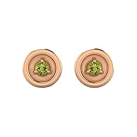Tiny Circle Stud Earrings in 925 Sterling Silver 2MM Round Natural Peridot Minimalist Delicate Jewelry