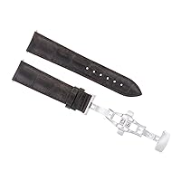 Ewatchparts 19MM LEATHER BAND STRAP DEPLOYMENT BUCKLE CLASP COMPATIBLE WITH BAUME MERCIER WATCH D/BROWN