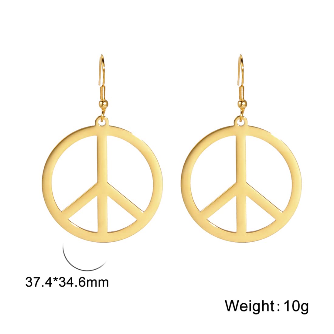 Peace Sign Symbol Earrings Geometric Large Round Statement Earrings Hippie Studs Jewelry Accessories Girls Women