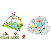 Fisher-Price Rainforest Music Lights Deluxe Gym and Portable Baby Chair with Toys