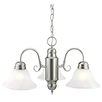 Design House 511543 Millbridge Traditional 3-Light Indoor Dimmable Chandelier with Alabaster Glass Shades for Entryway Foyer Dining Room, Satin Nickel
