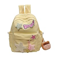 Cute Backpack for Women, Kawaii Y2K Grunge Star Harajuku Hiking Travel Aesthetic Preppy Rusksack (yellow)